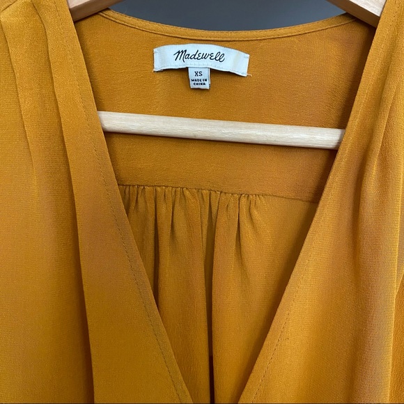 SOLD - Madewell Mustard Wrap Blouse 100% Silk - Picture 6 of 9